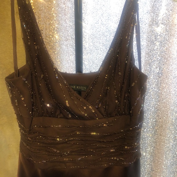 Beautiful brown and sequins Anne Klein dress - Picture 1 of 4